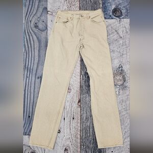 Vintage 90s Levi's 501 Jeans Mens 34x36 Beige Tan Denim Button Fly USA 90's